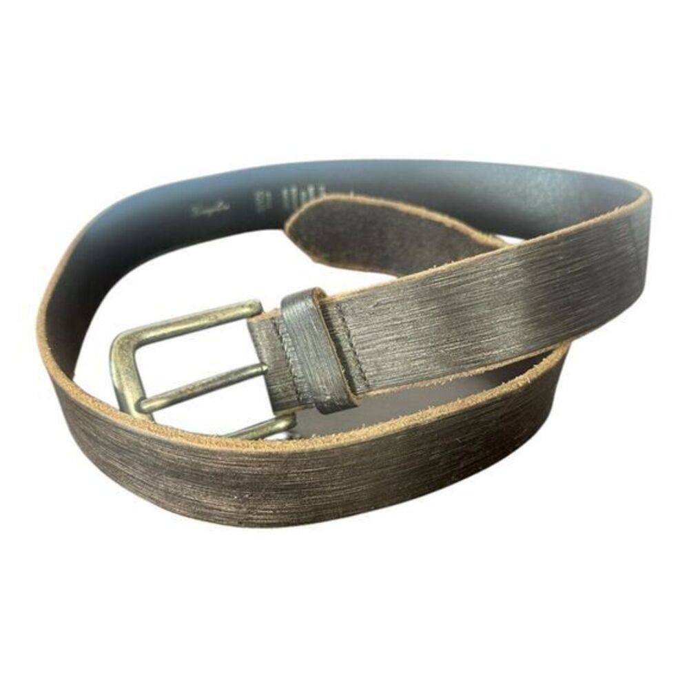 Garuglieri Brown Genuine Leather Belt Square Buckle‎ Made in Italy sz 36